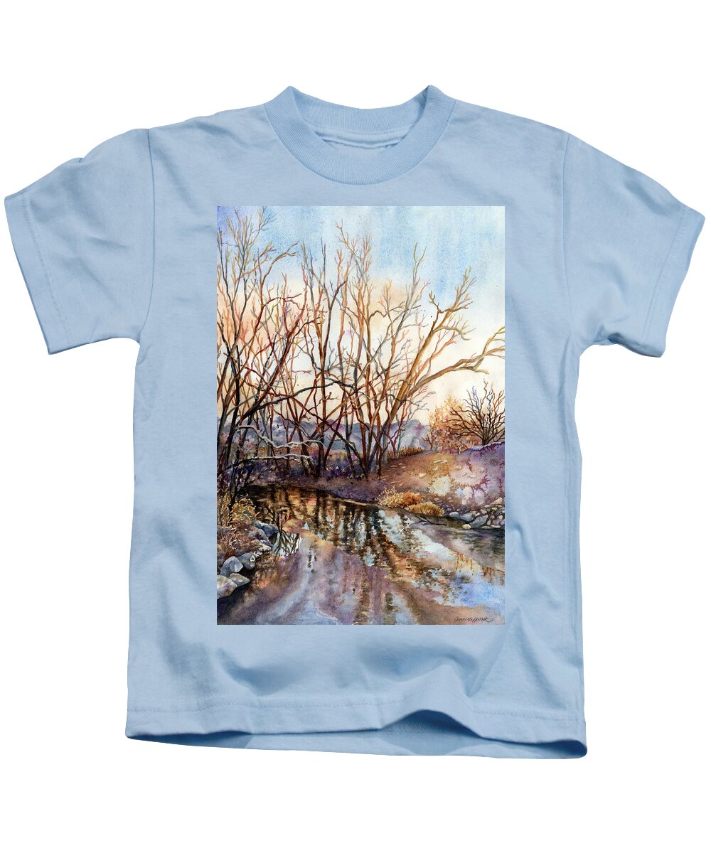 Creek Painting Kids T-Shirt featuring the painting Along Boulder Creek by Anne Gifford
