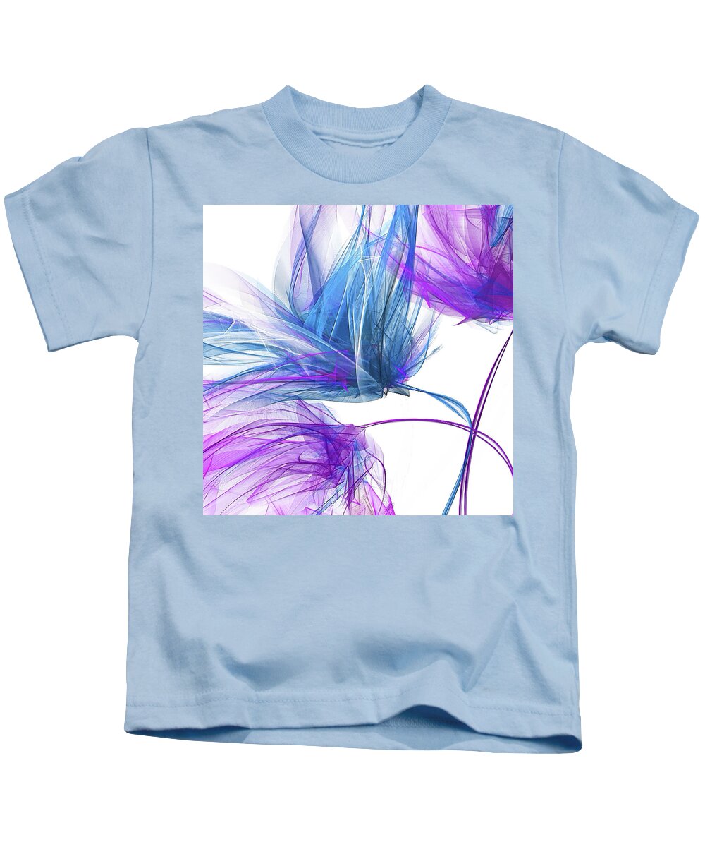 Blue And Purple Art Kids T-Shirt featuring the painting Blue And Purple I - Blue and Purple Abstract Art by Lourry Legarde