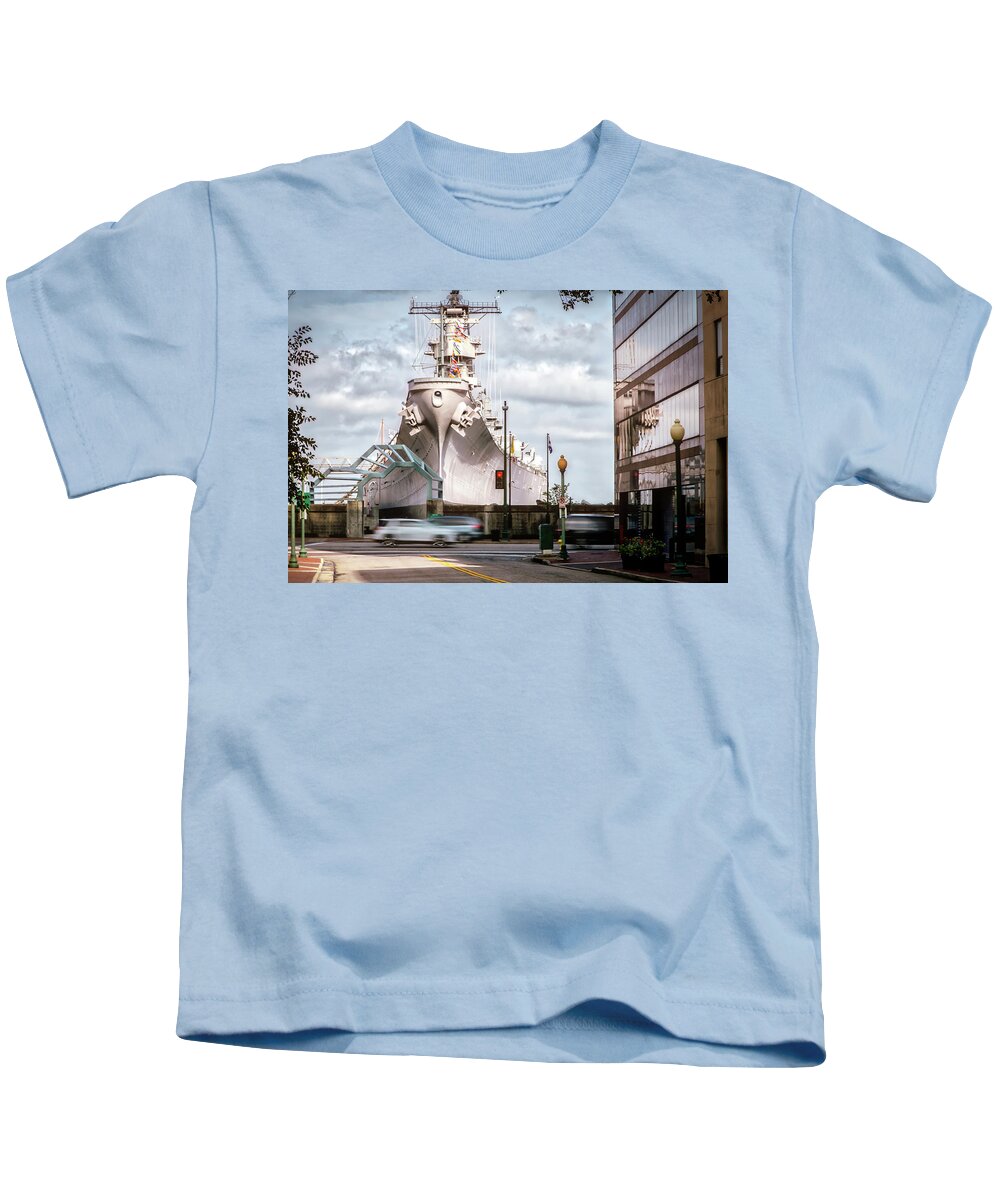 Battleship Kids T-Shirt featuring the photograph Boush Street by Bill Chizek