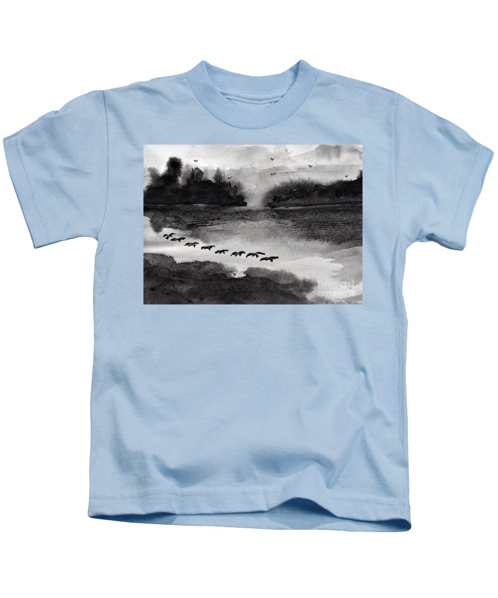 Simi Kids T-Shirt featuring the painting Breakfast Flight by Randy Sprout