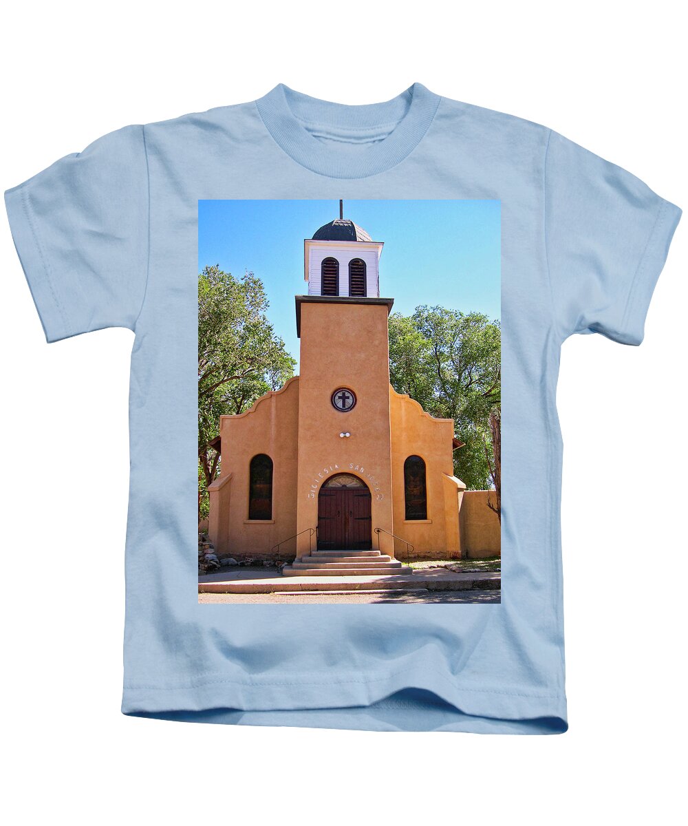 Cerrillos Kids T-Shirt featuring the photograph Church in Cerrillos, NM by Segura Shaw Photography