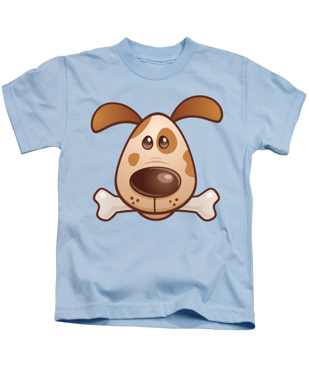 Animal Kids T-Shirt featuring the digital art Cute Puppy with Bone by John Schwegel