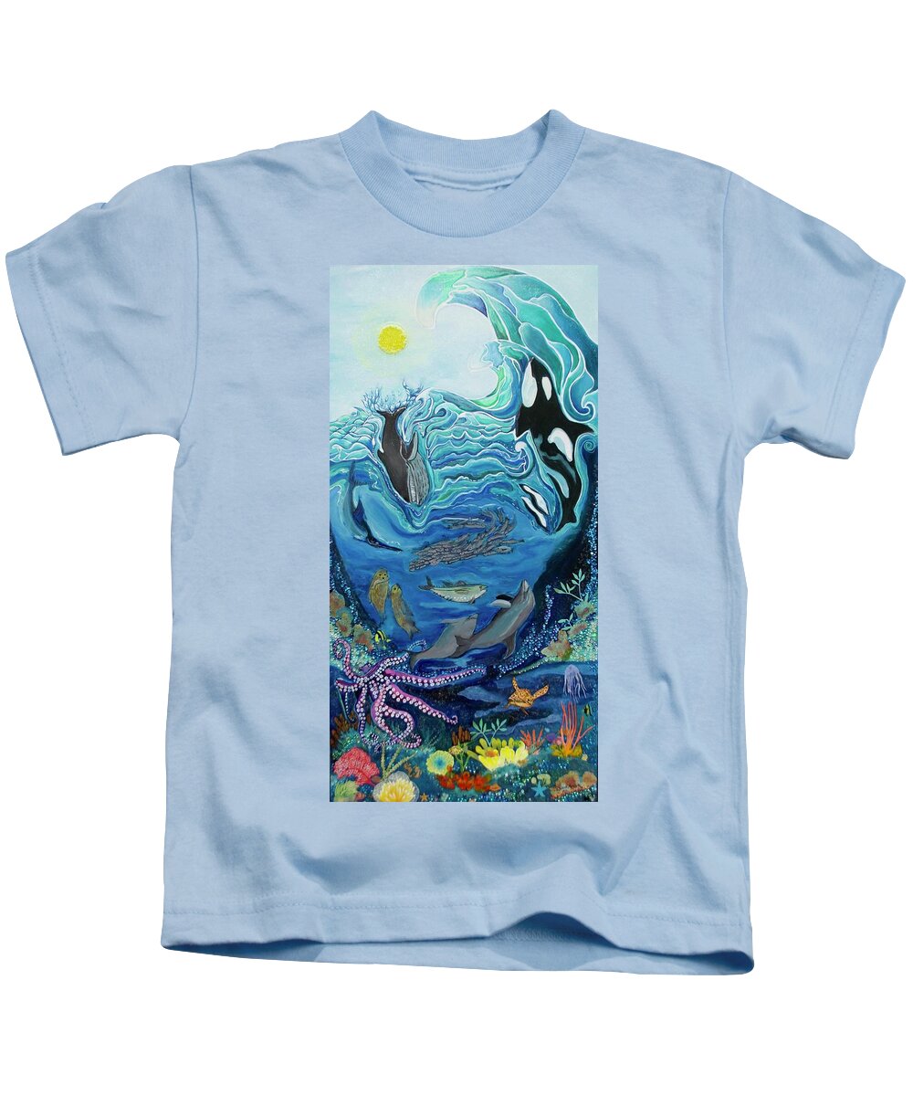 Ocean Kids T-Shirt featuring the painting Deep Sea Treasures by Patricia Arroyo