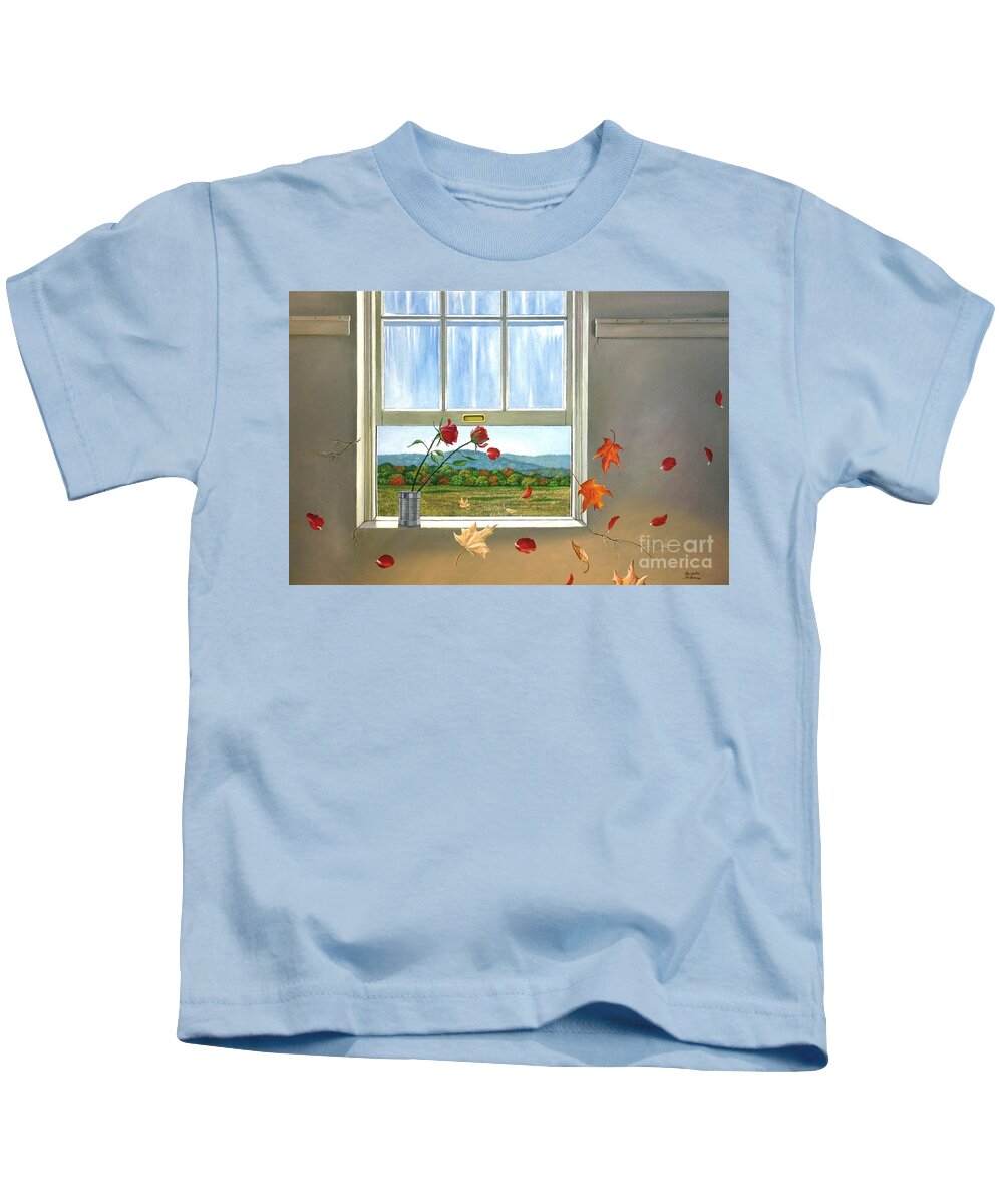 Rose Kids T-Shirt featuring the painting Early Autumn Breeze by Christopher Shellhammer