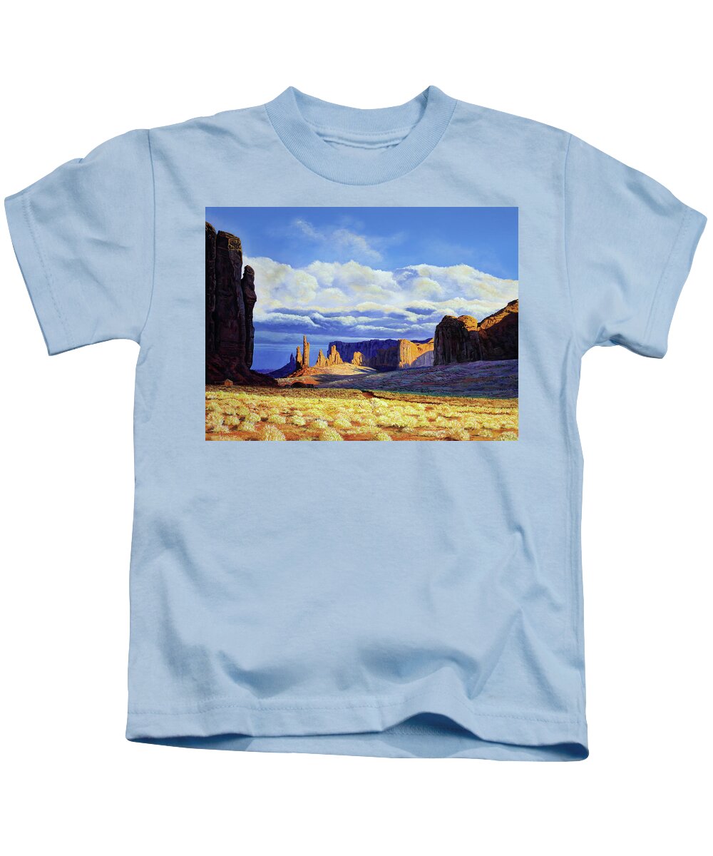 T L Kids T-Shirt featuring the painting Eons of time by Timithy L Gordon