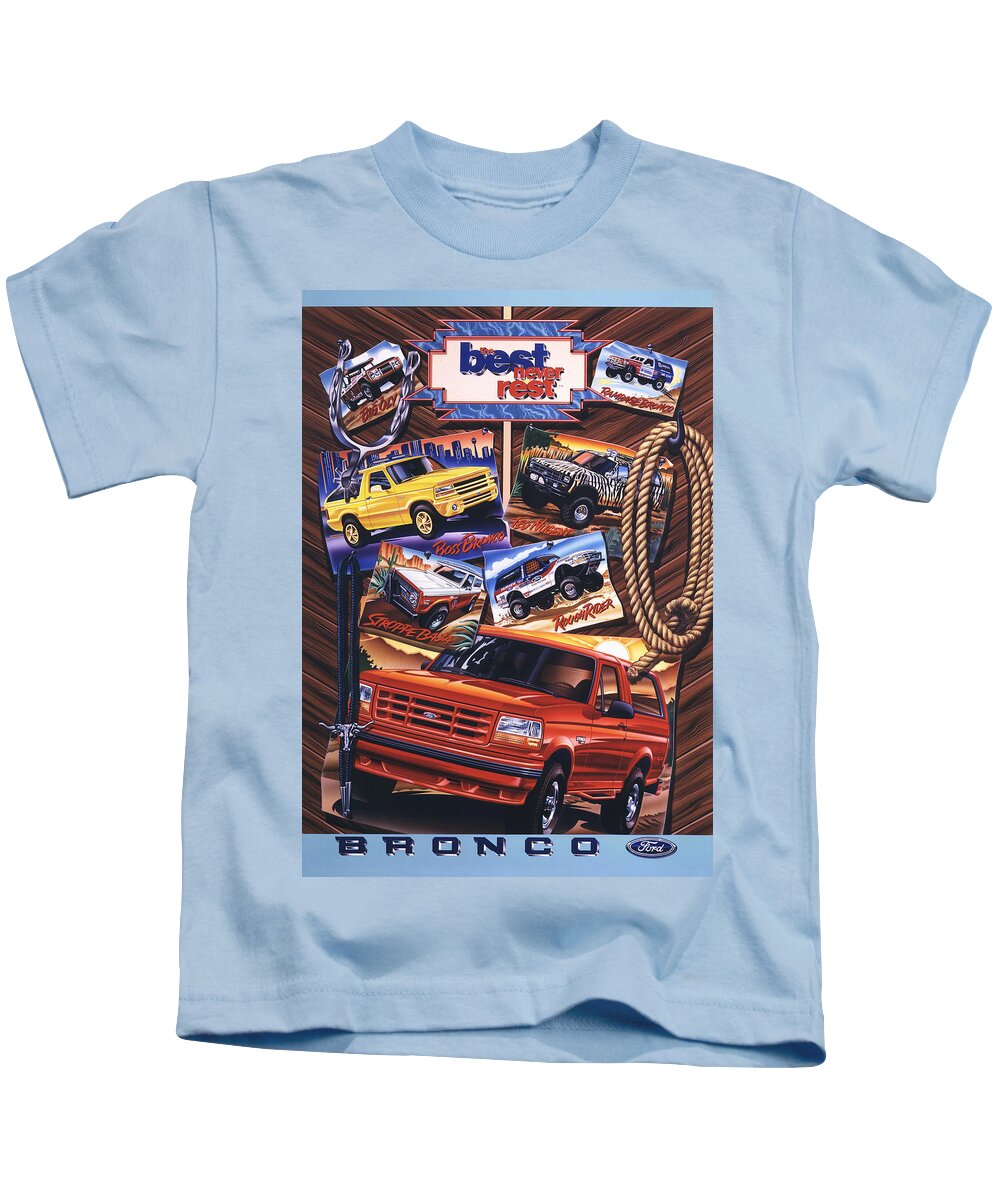 Ford Bronco Poster Kids T-Shirt featuring the painting Ford Bronco Poster by Garth Glazier