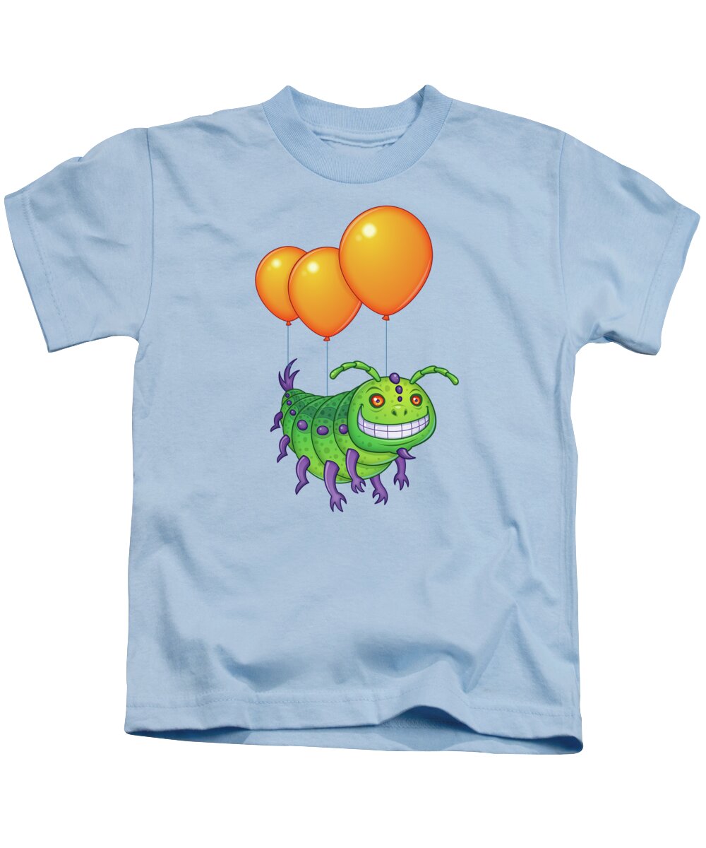 Clouds Kids T-Shirt featuring the digital art Impatient Caterpillar by John Schwegel
