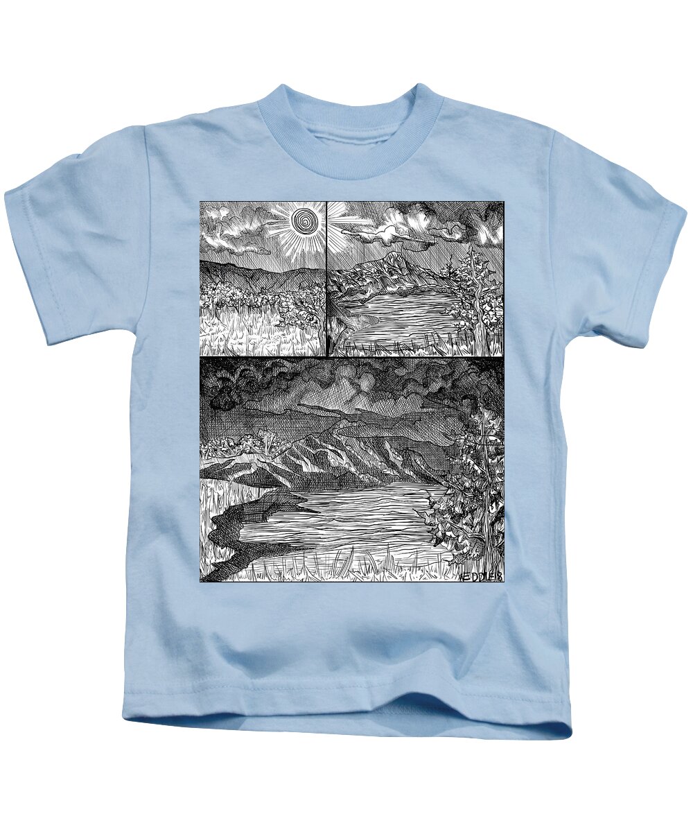 Digital Pen And Ink Kids T-Shirt featuring the digital art Incoming Storm by Angela Weddle