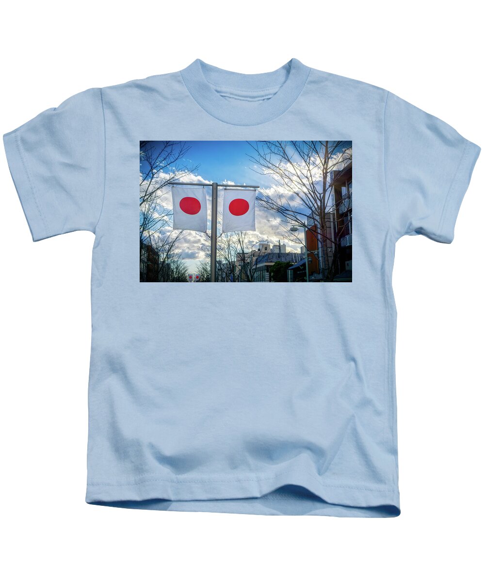 Buildings Kids T-Shirt featuring the photograph Japanese Flag 1 by Bill Chizek