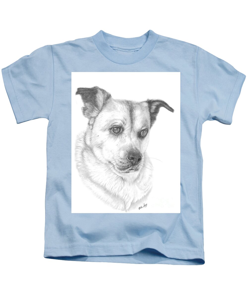Dog Kids T-Shirt featuring the drawing Jovi by Mike Ivey