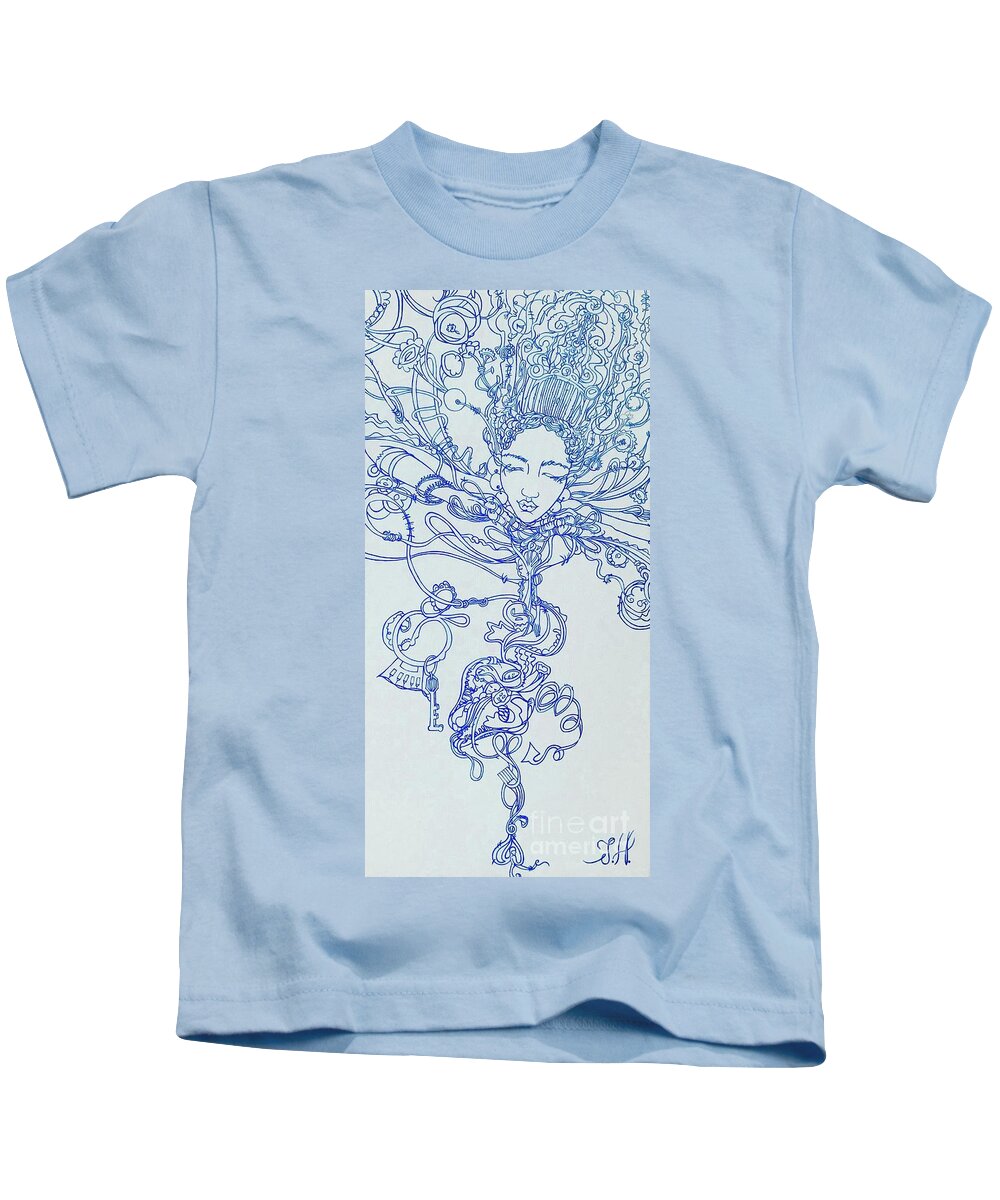  Kids T-Shirt featuring the painting Keys To The Garden by Judy Henninger