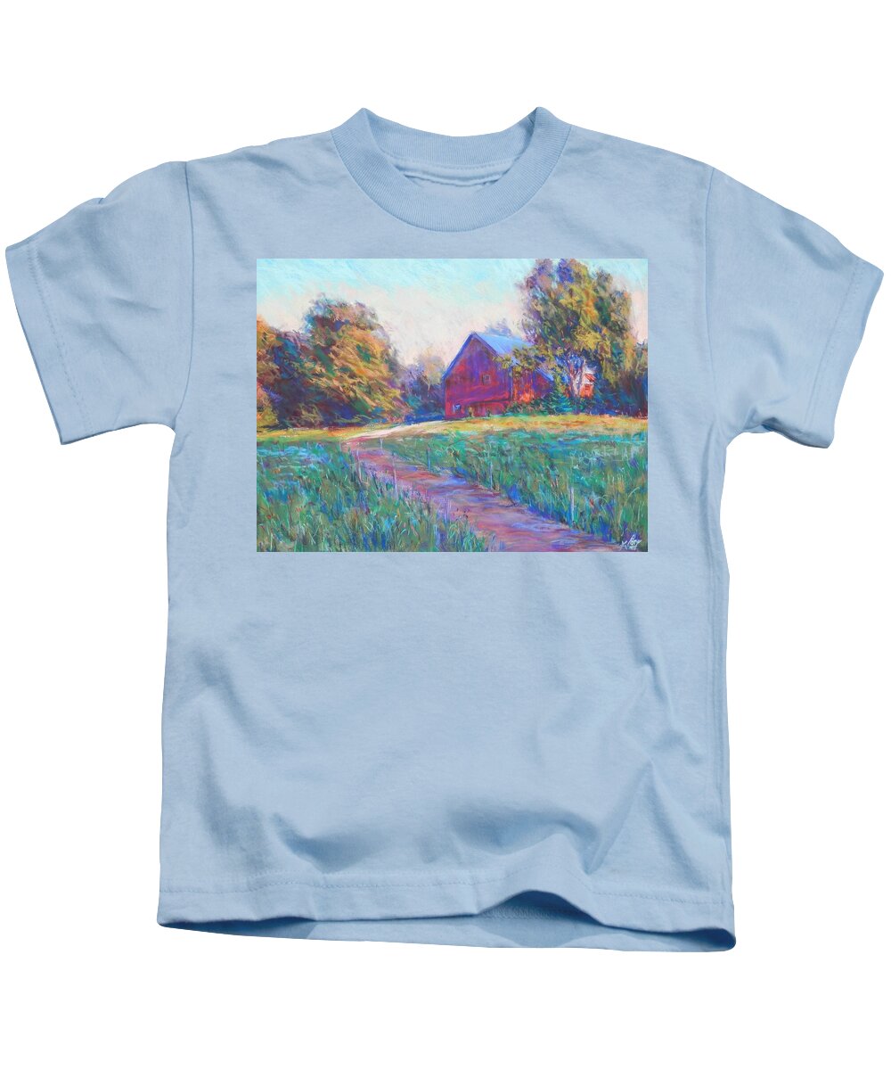 Landscape Kids T-Shirt featuring the painting Last Gleaming by Michael Camp