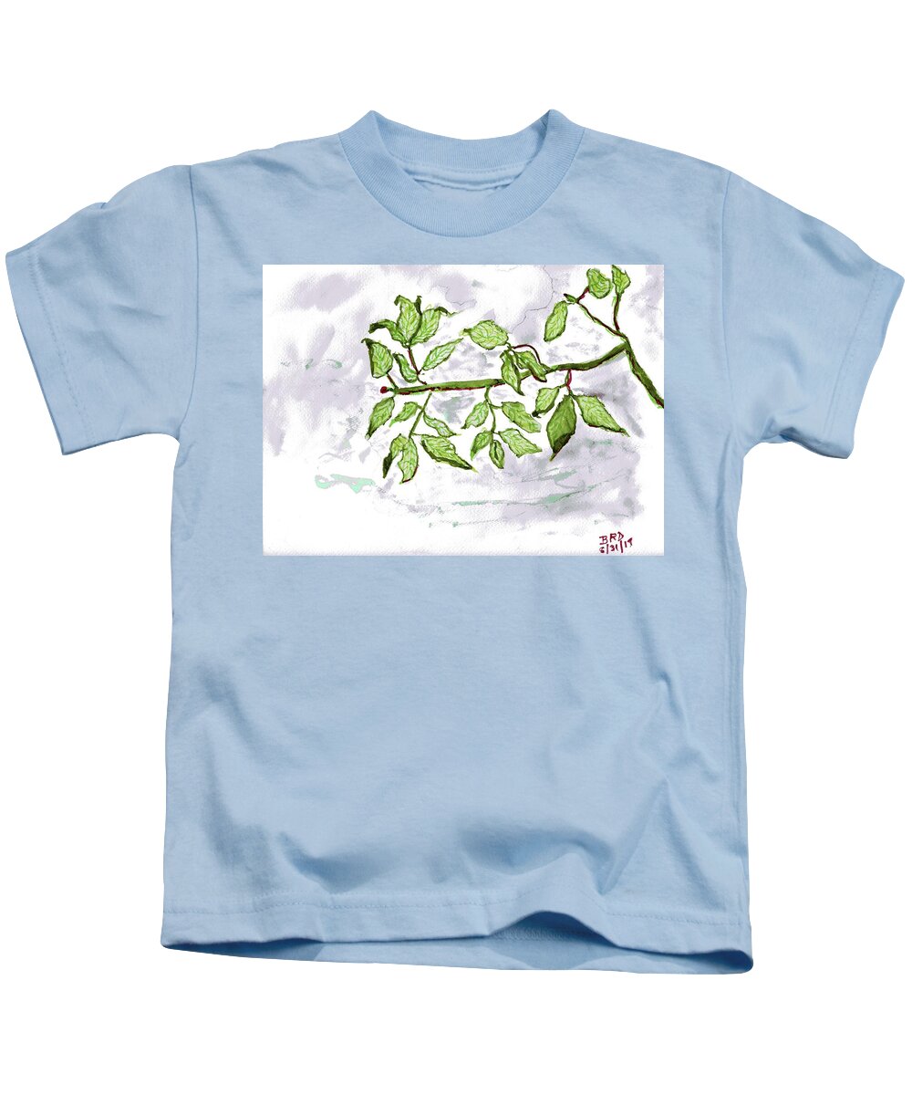 Leaves Kids T-Shirt featuring the painting Leaves by Branwen Drew