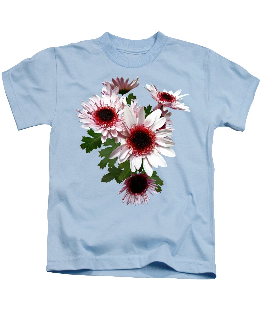 Chrysanthemums Kids T-Shirt featuring the photograph Light Pink Mums With Dark Pink Center by Susan Savad