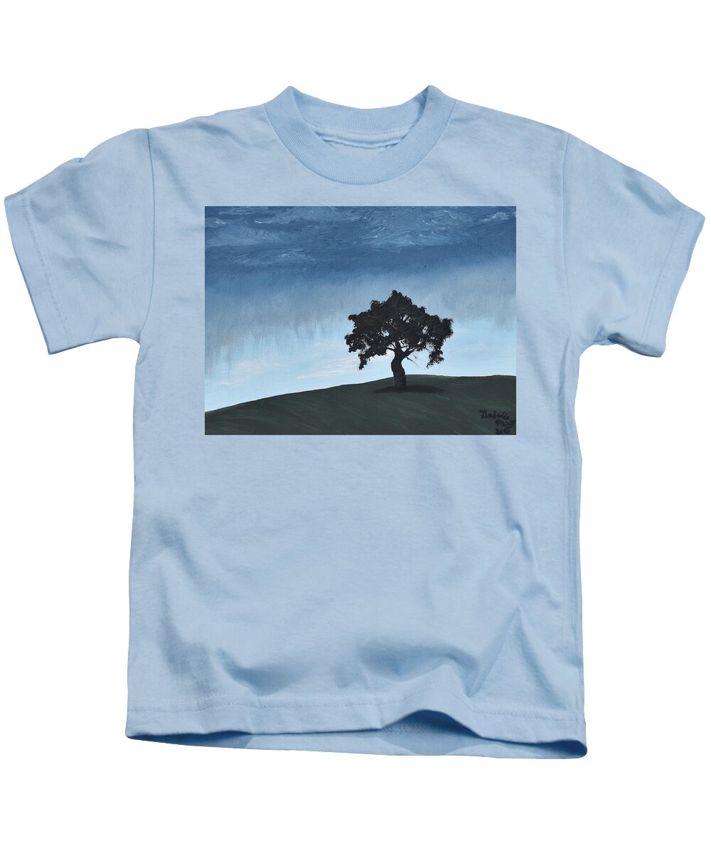 Landscape Kids T-Shirt featuring the painting Lone Tree by Gabrielle Munoz