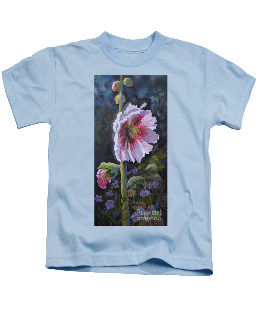 Alcea Kids T-Shirt featuring the painting Missing Petal by Heather Coen