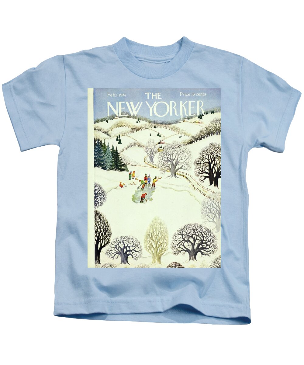 Illustration Kids T-Shirt featuring the painting New Yorker February 1, 1947 by Edna Eicke