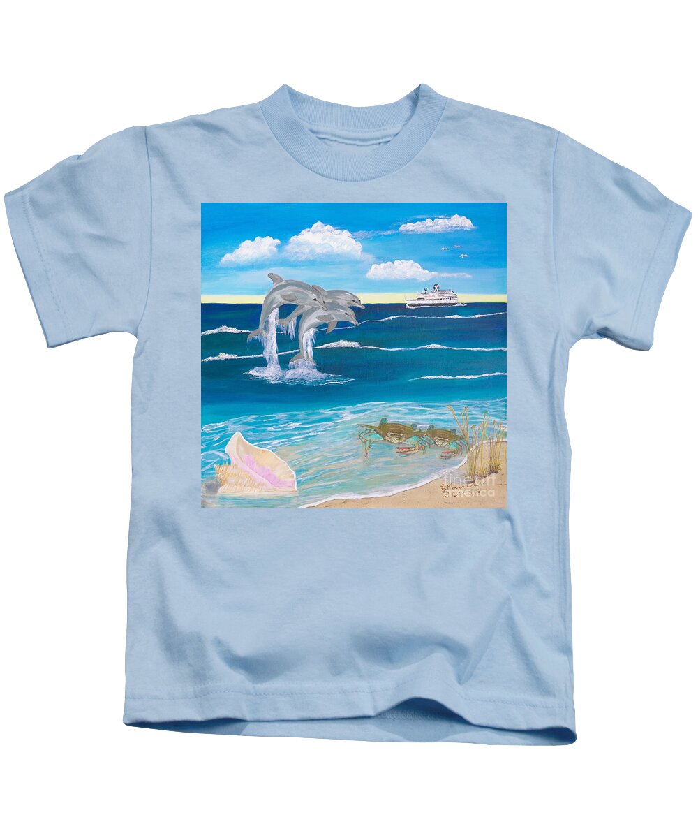 Ocean Kids T-Shirt featuring the painting Ocean Life by Elizabeth Mauldin