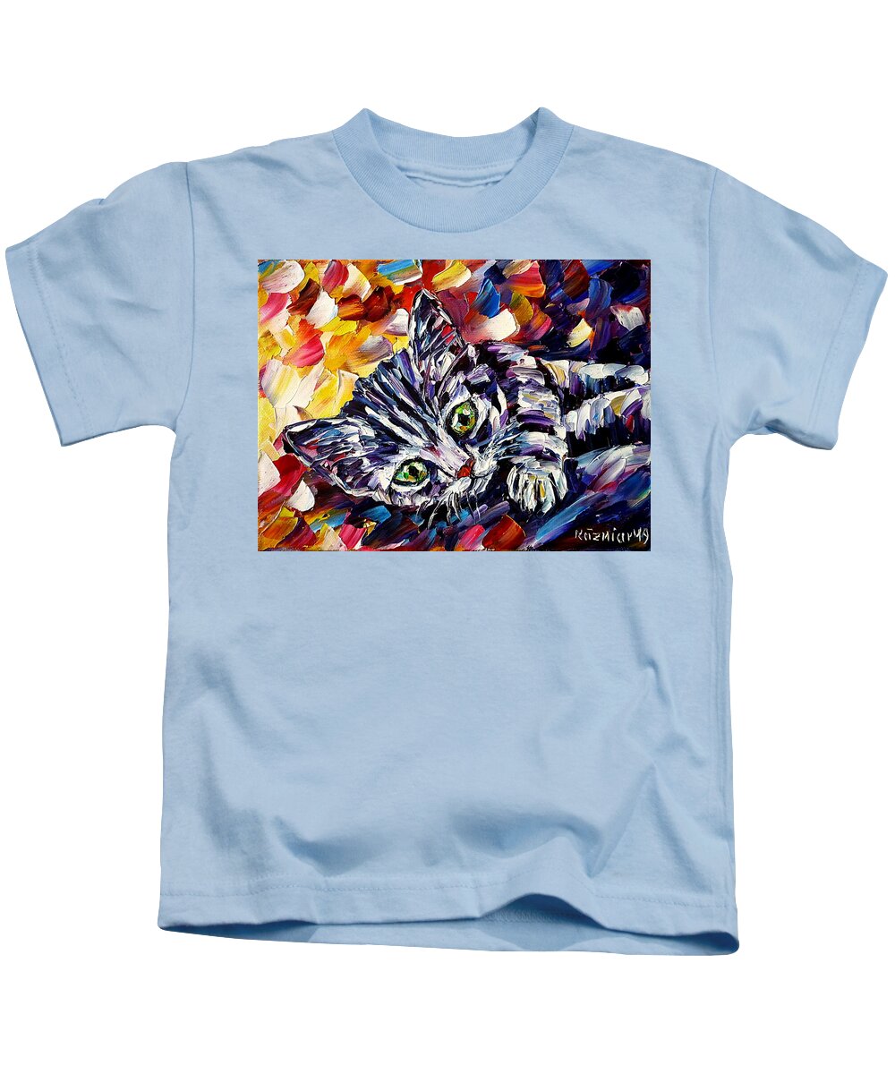 Sad Look Kids T-Shirt featuring the painting Play With Me by Mirek Kuzniar