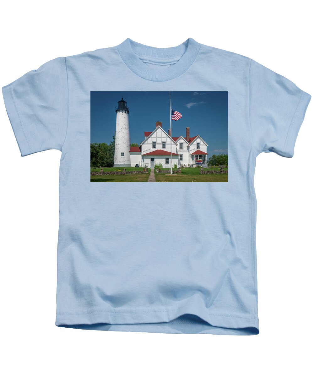 Lake Superior Kids T-Shirt featuring the photograph Point Iroquois Lighthouse by Gary McCormick