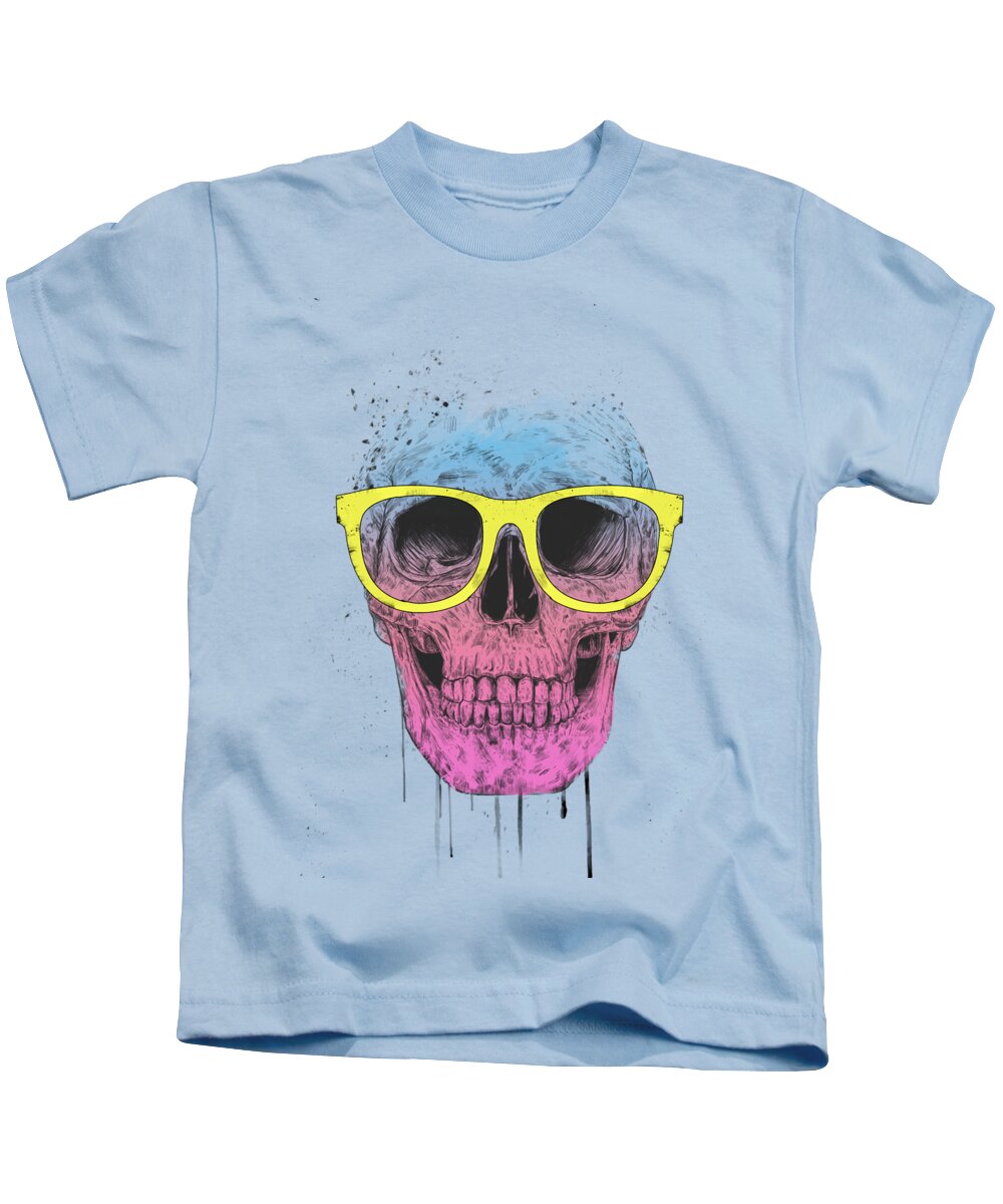 Skull Kids T-Shirt featuring the mixed media Pop art skull with glasses by Balazs Solti