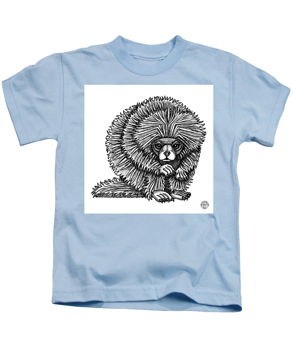 Animal Portrait Kids T-Shirt featuring the drawing Porcupine by Amy E Fraser
