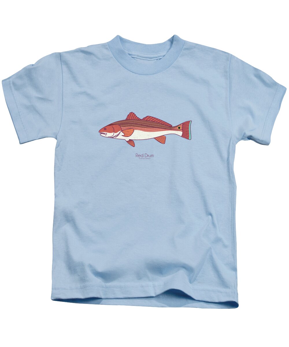 Red Drum Kids T-Shirt featuring the digital art Red Drum Redfish by Kevin Putman