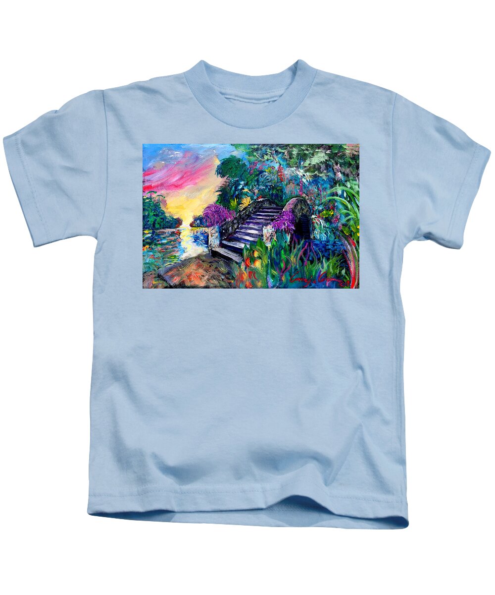 New Orleans Kids T-Shirt featuring the painting Spirit Bridge Two by Amzie Adams