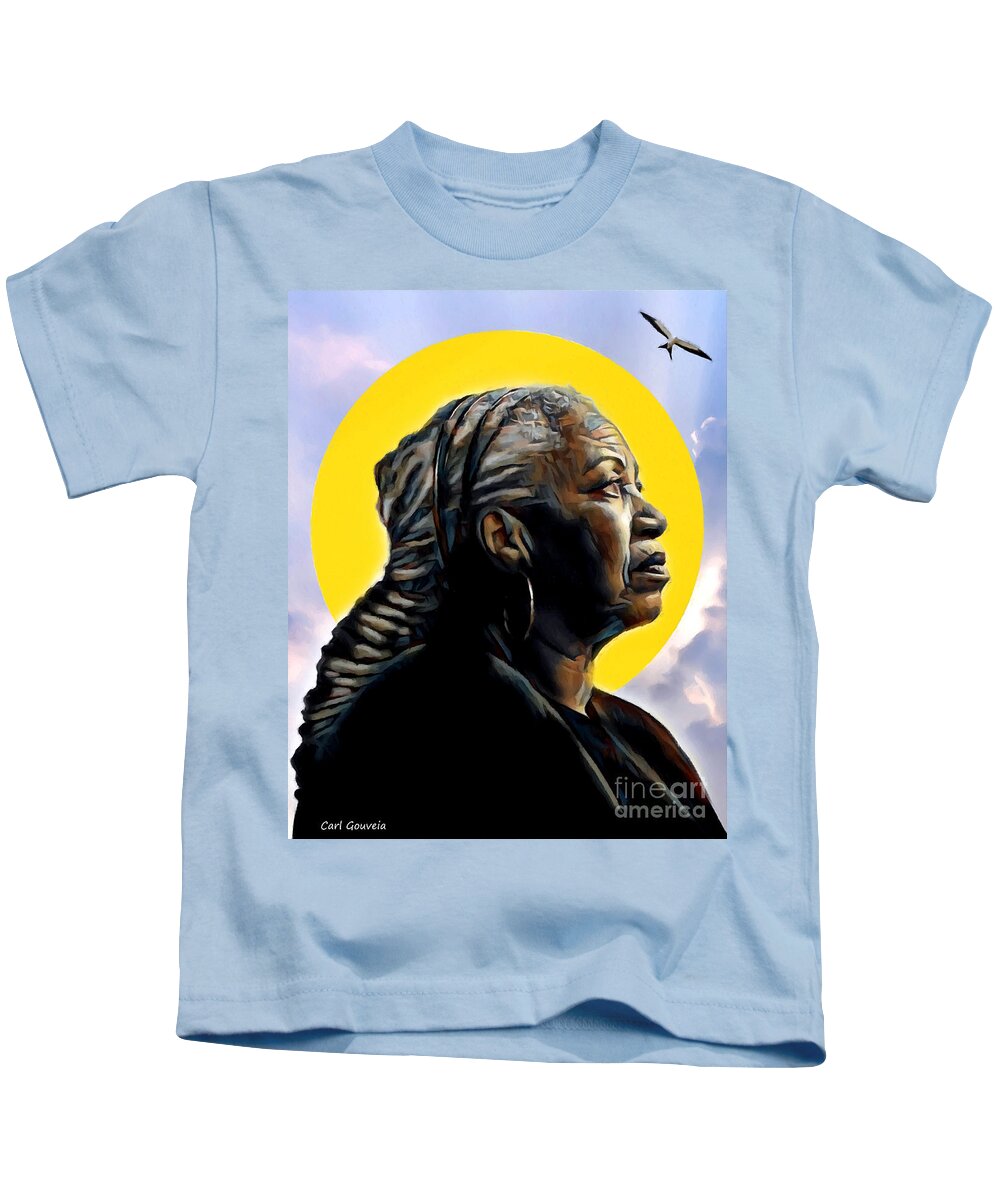 Toni Morrison Kids T-Shirt featuring the mixed media Toni Morrison by Carl Gouveia
