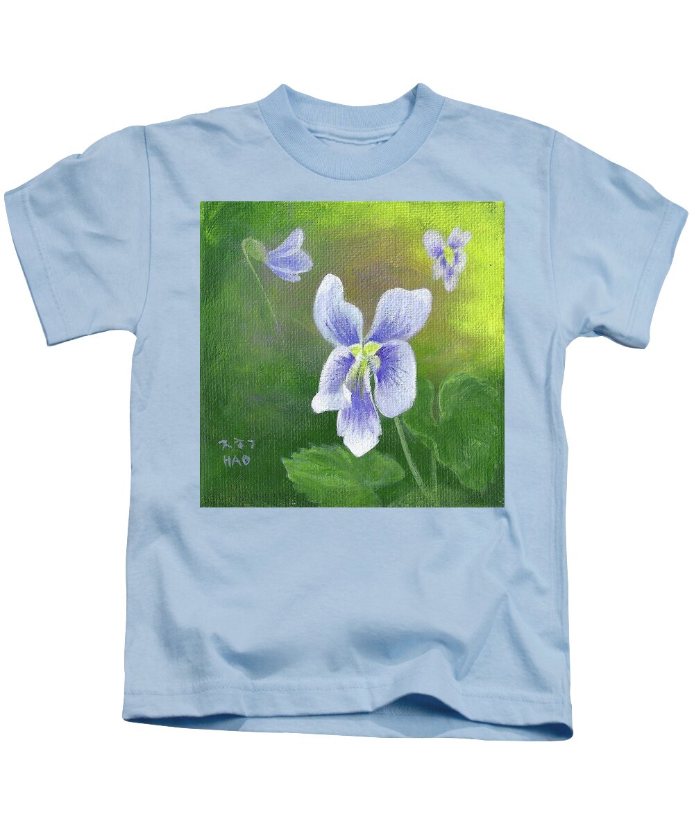 Violet Kids T-Shirt featuring the painting Violet by Helian Cornwell