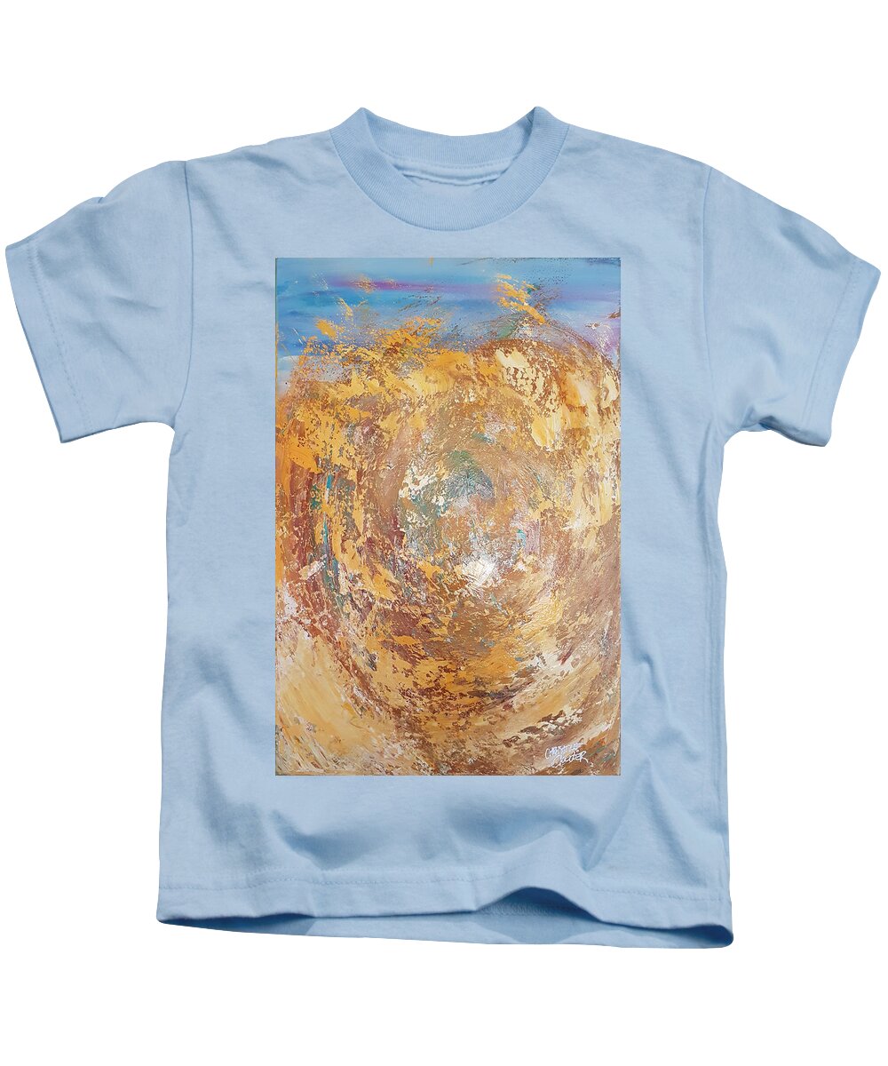  Kids T-Shirt featuring the painting Wave of faith by Christine Cloutier