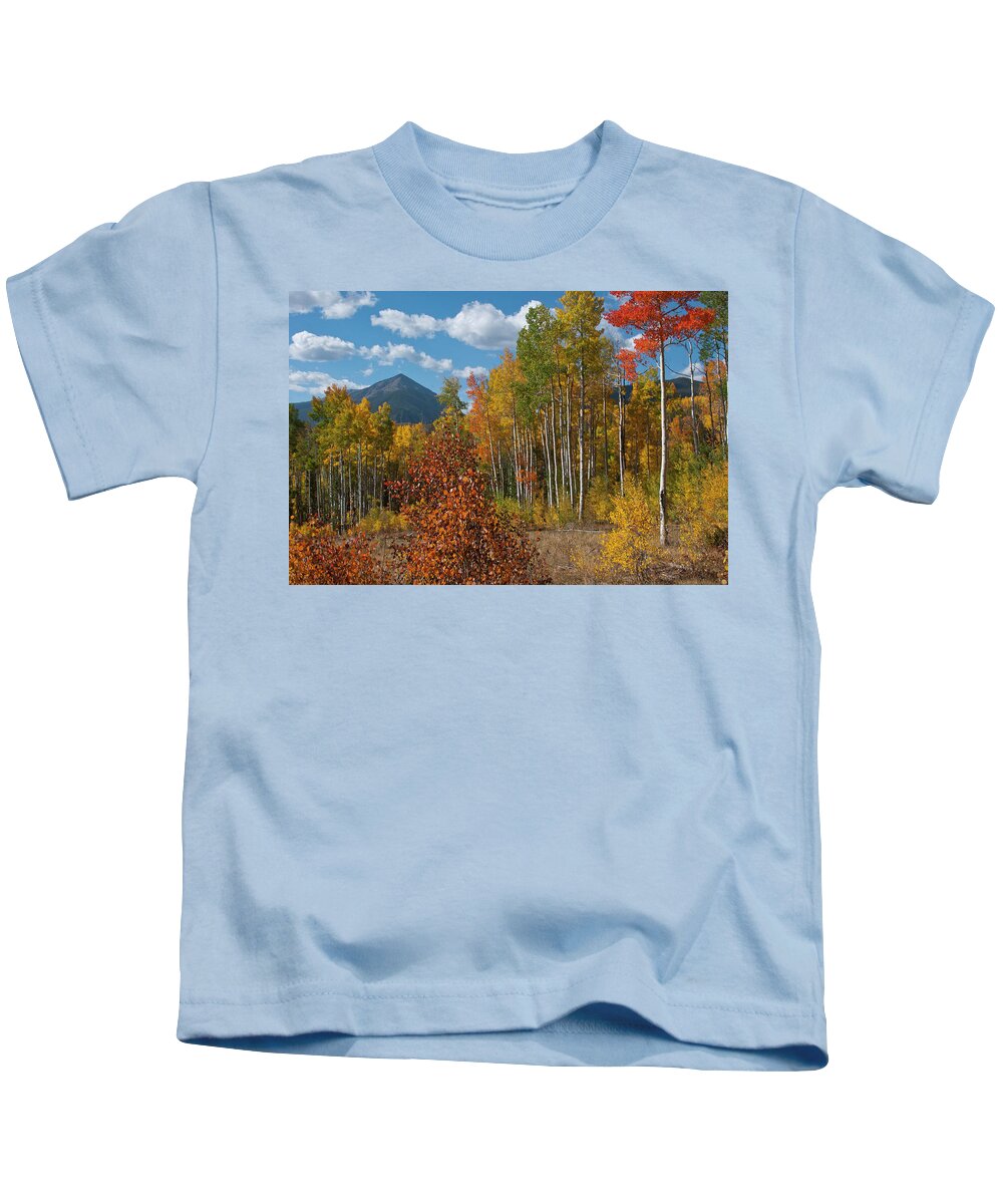 Aspen Kids T-Shirt featuring the photograph White River National Forest Autumn Morning by Cascade Colors