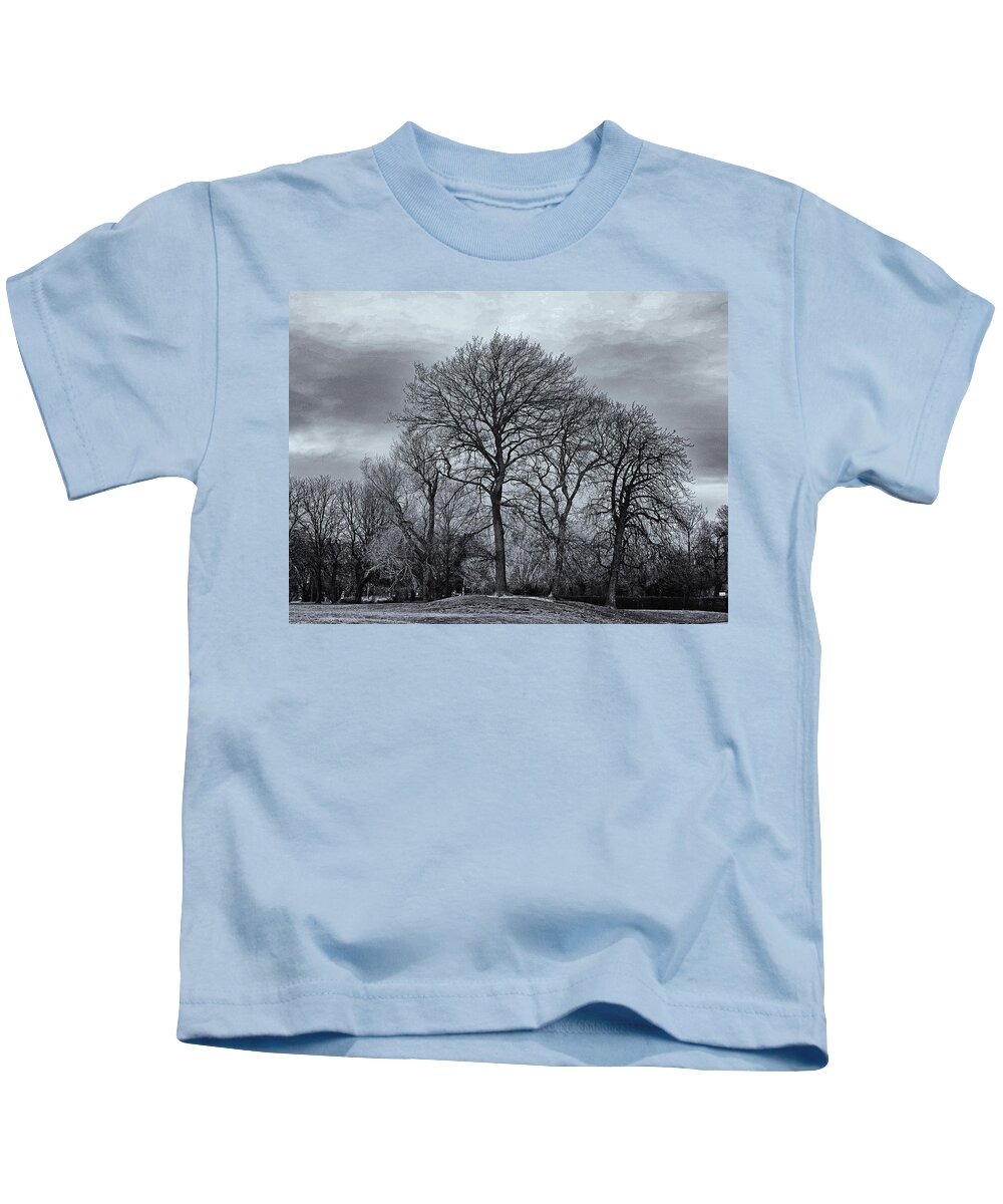 Winter Trees Kids T-Shirt featuring the photograph Winter Trees Monochrome by Jeff Townsend