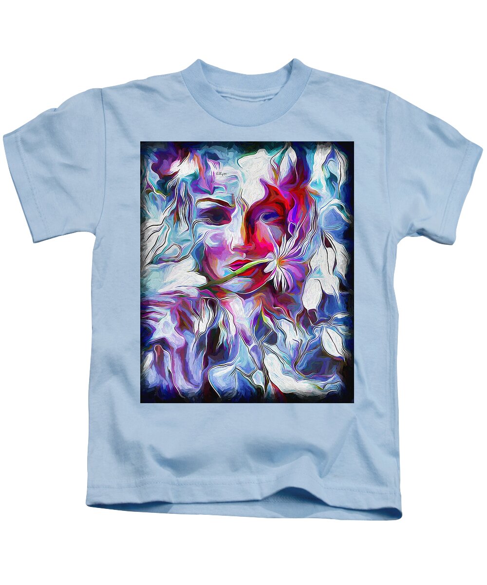 Paint Kids T-Shirt featuring the painting Woman impressum by Nenad Vasic