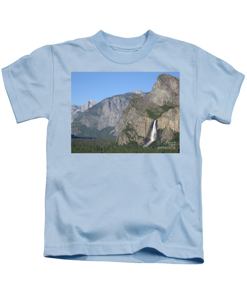 Yosemite Kids T-Shirt featuring the photograph Yosemite National Park Panorama Yosemite Valley Bridal Veil Falls Half Dome by John Shiron