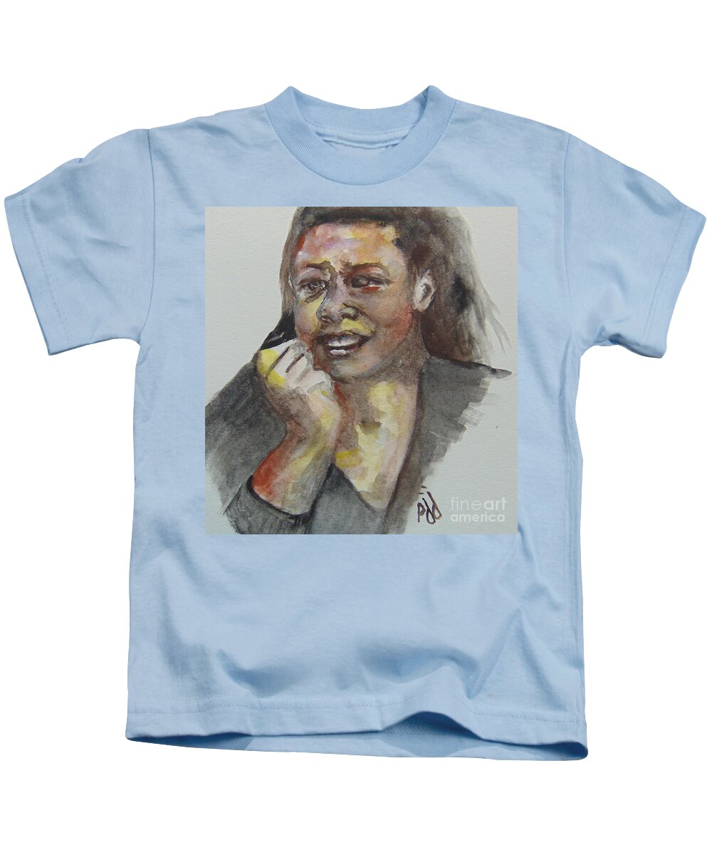 Maya Angelou Kids T-Shirt featuring the painting Young Maya by Saundra Johnson