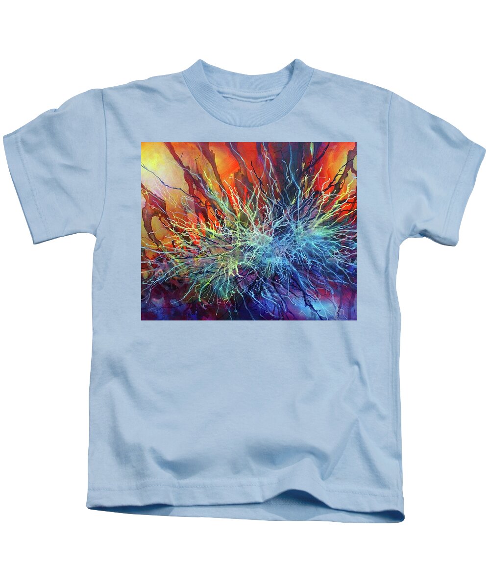 Colorful Kids T-Shirt featuring the painting ' Combining Elements' by Michael Lang