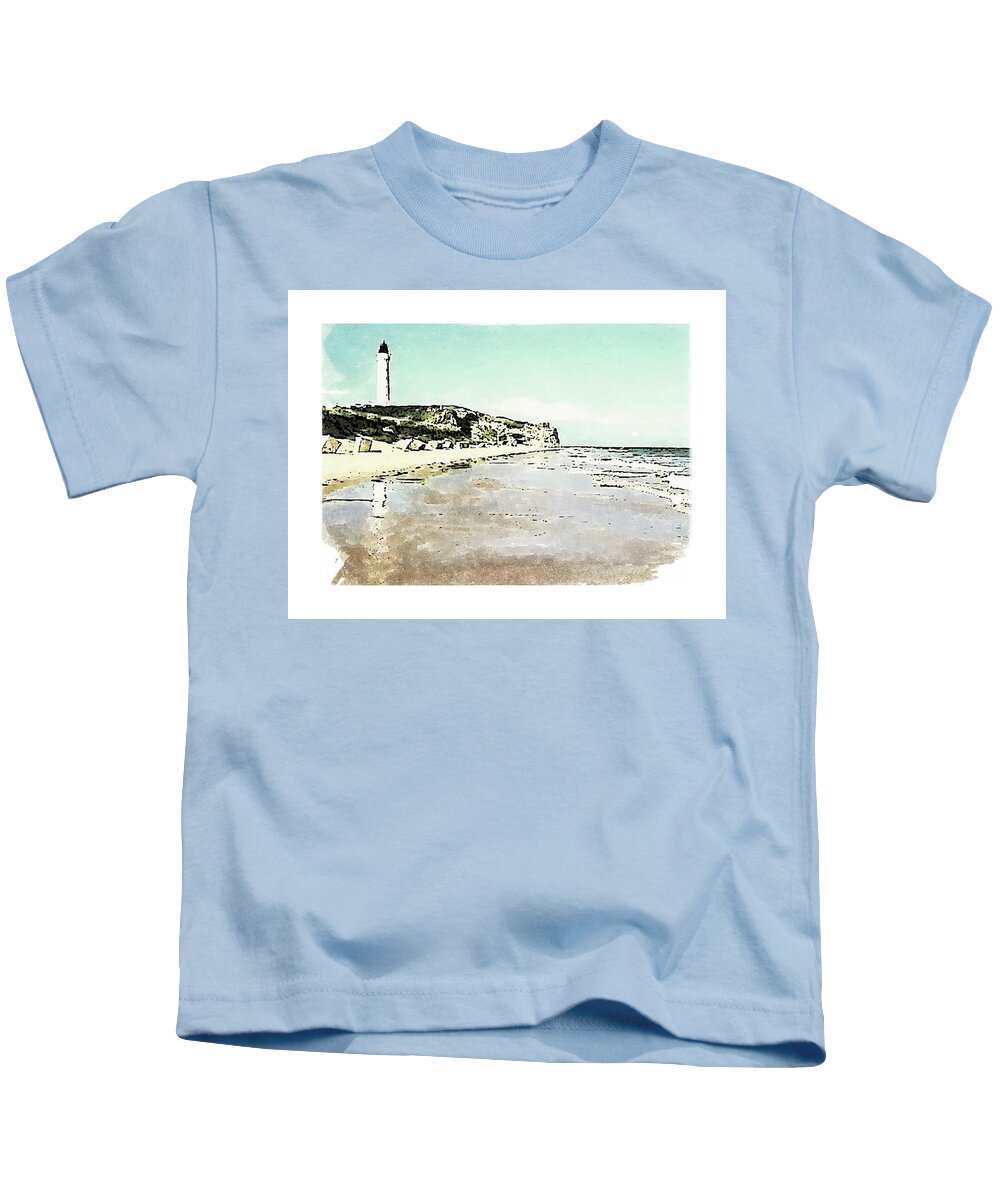 Covesea Kids T-Shirt featuring the digital art Covesea Lighthouse #3 by John Mckenzie