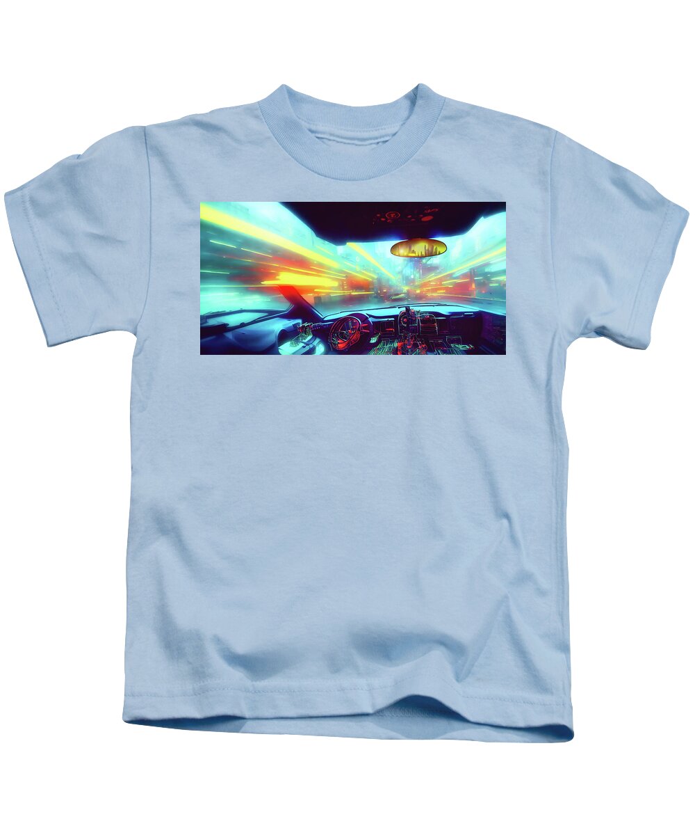 Ai Kids T-Shirt featuring the digital art 2 Suns in my Rearview Mirror by Micah Offman