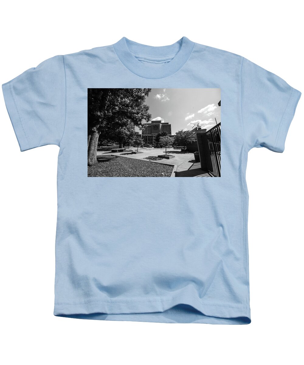 Auburn Tigers Kids T-Shirt featuring the photograph Entrance view of Jordan Hare Stadium at Auburn University by Eldon McGraw