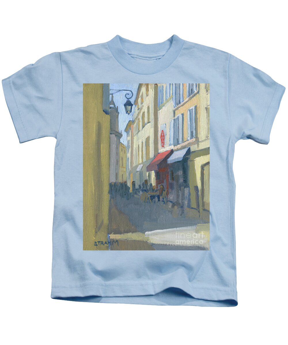 Aix-en-provence Kids T-Shirt featuring the painting Aix-en-Provence Street Scene, Aix-en-Provence, France by Paul Strahm