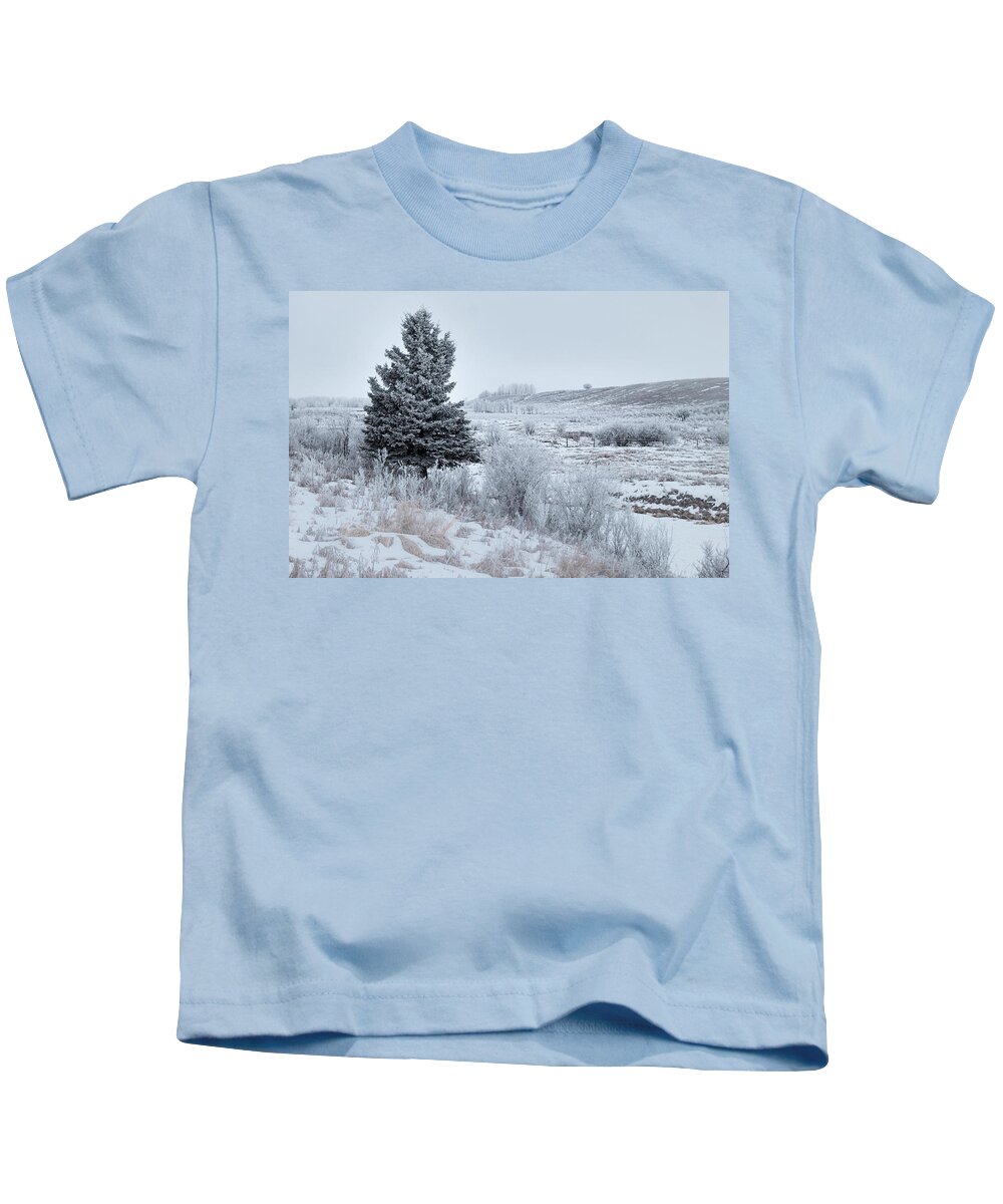 Winter Kids T-Shirt featuring the photograph Alberta winter landscape by Karen Rispin
