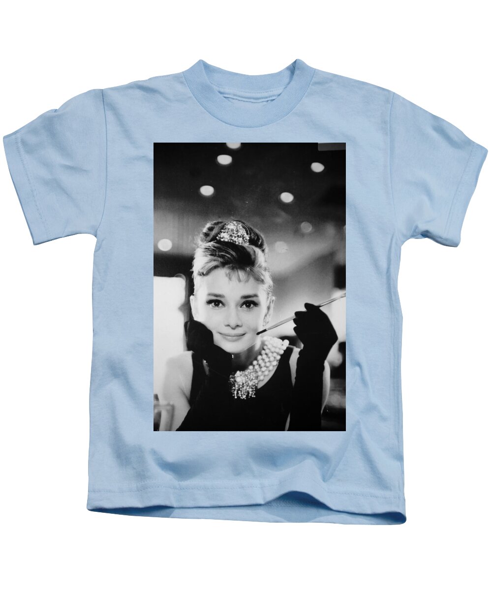 Audrey Hepburn Kids T-Shirt featuring the photograph Audrey Hepburn by Imagery-at- Work