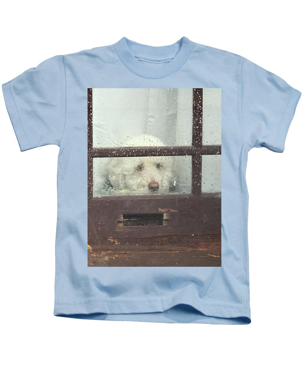 Dog Kids T-Shirt featuring the photograph May I Come Out To Play? by Calvin Boyer
