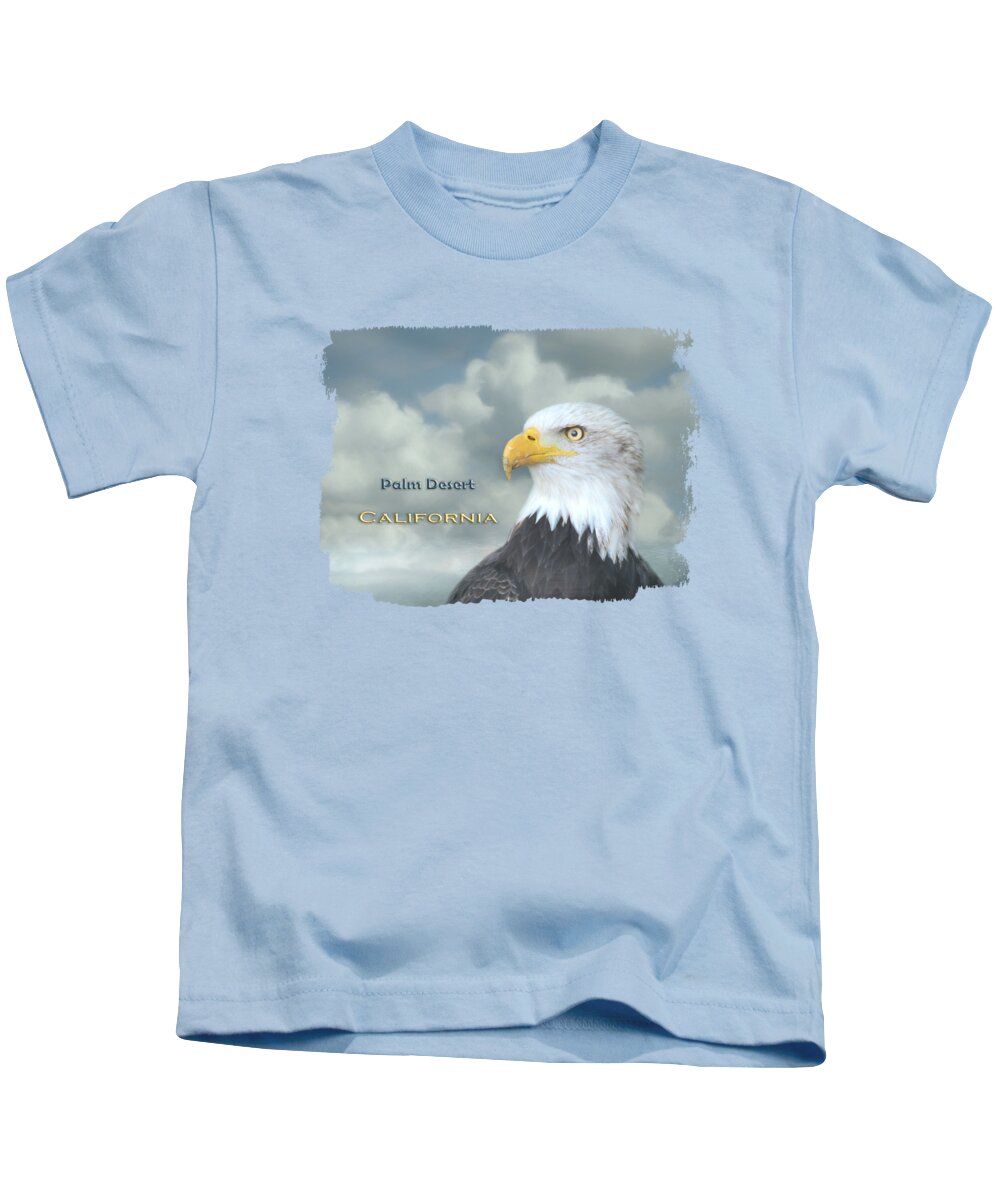 Palm Desert Kids T-Shirt featuring the mixed media Bald Eagle Palm Desert CA by Elisabeth Lucas