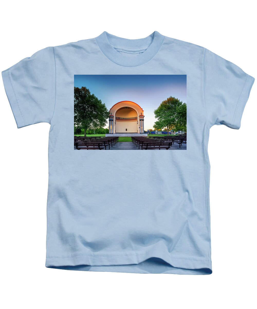 Bandshell Kids T-Shirt featuring the photograph Bandshell at sunset by Al Mueller