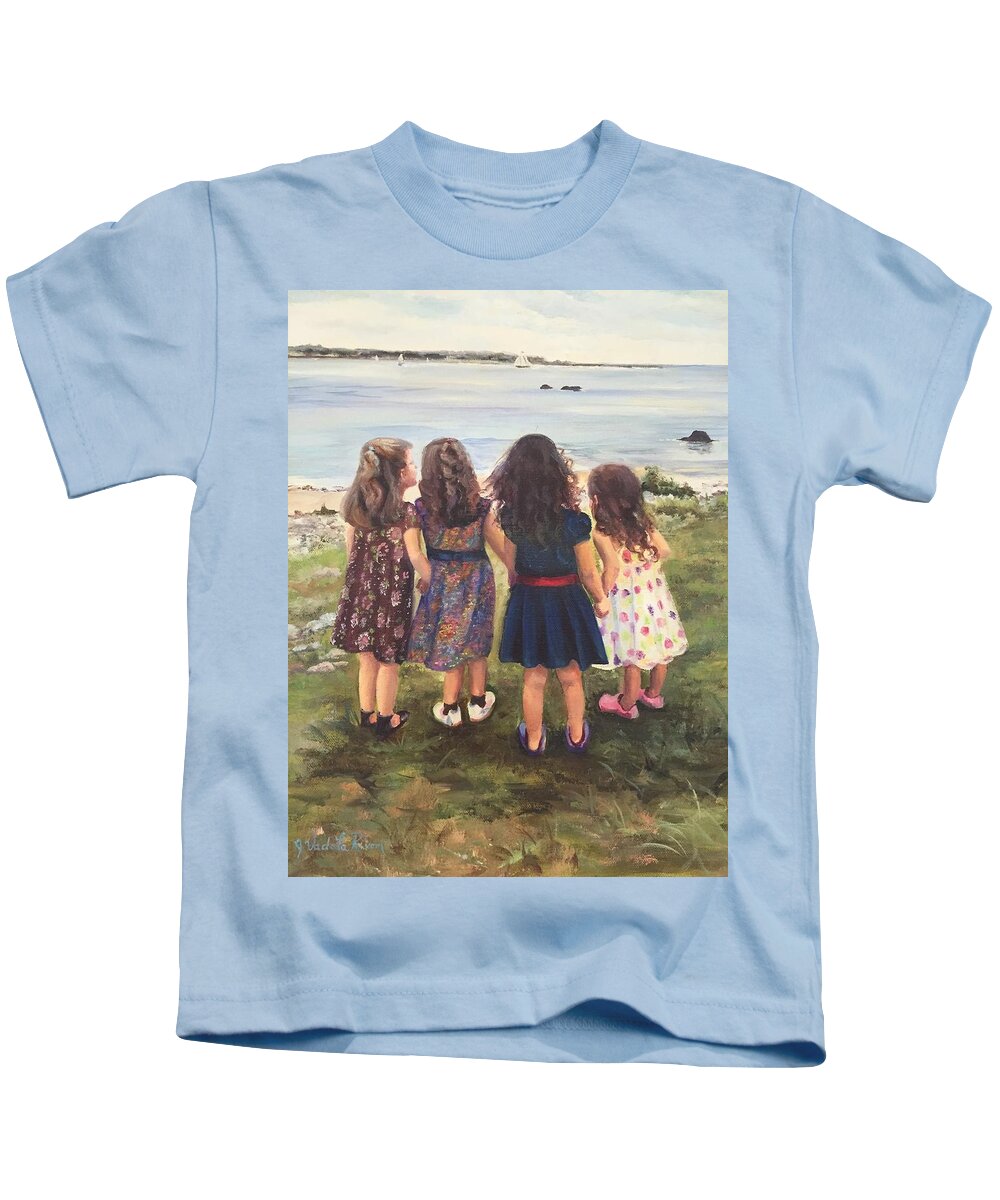 Water Kids T-Shirt featuring the painting Best Friends by Judy Rixom