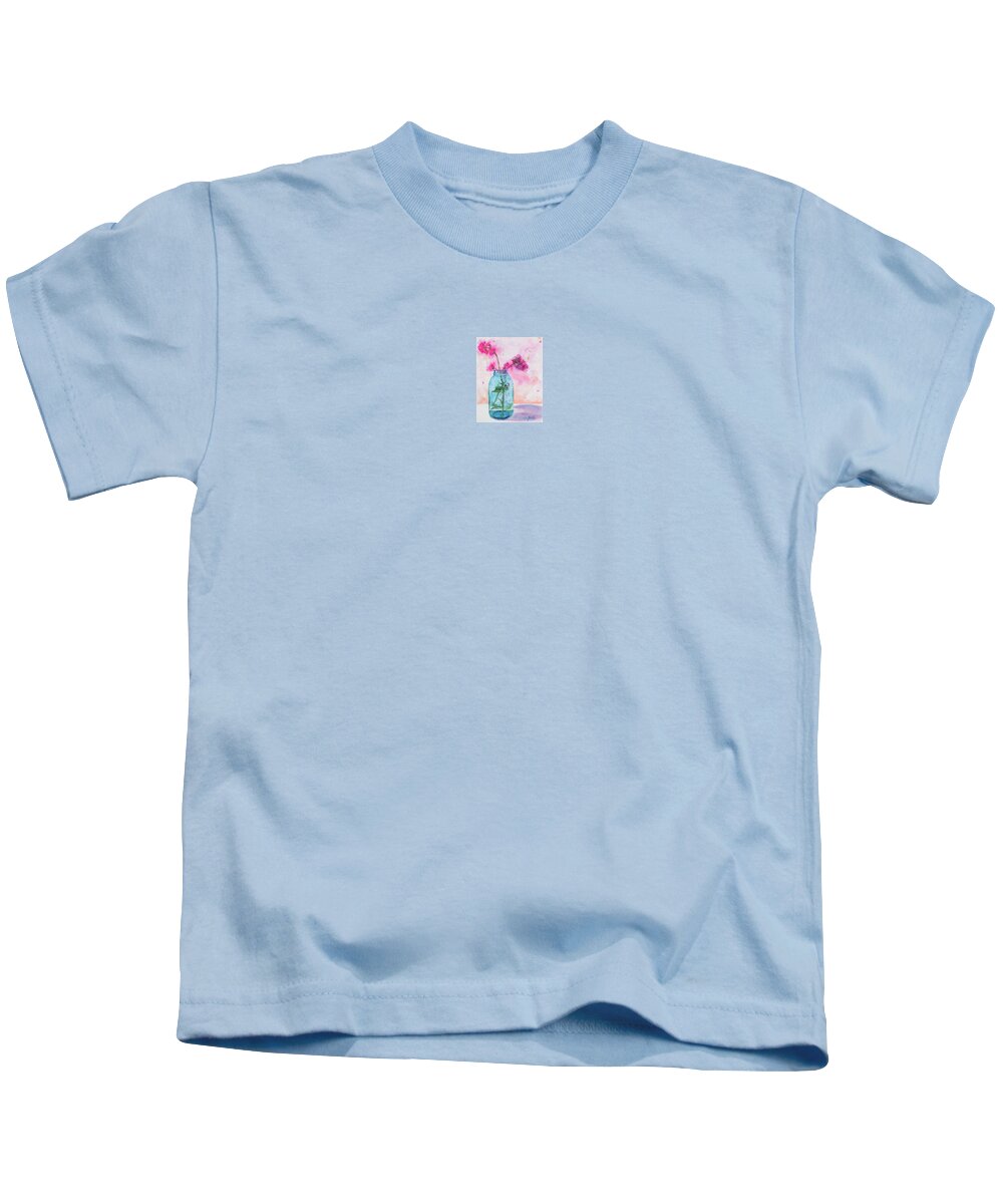 Mason Jar Kids T-Shirt featuring the painting Big Blue Jar by Cheryl Prather