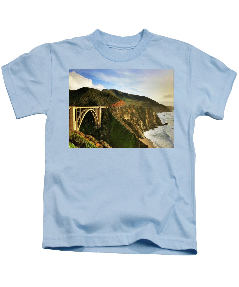 Bixby Creek Kids T-Shirt featuring the photograph Bixby Creek Bridge in Big Sur California by Todd Aaron