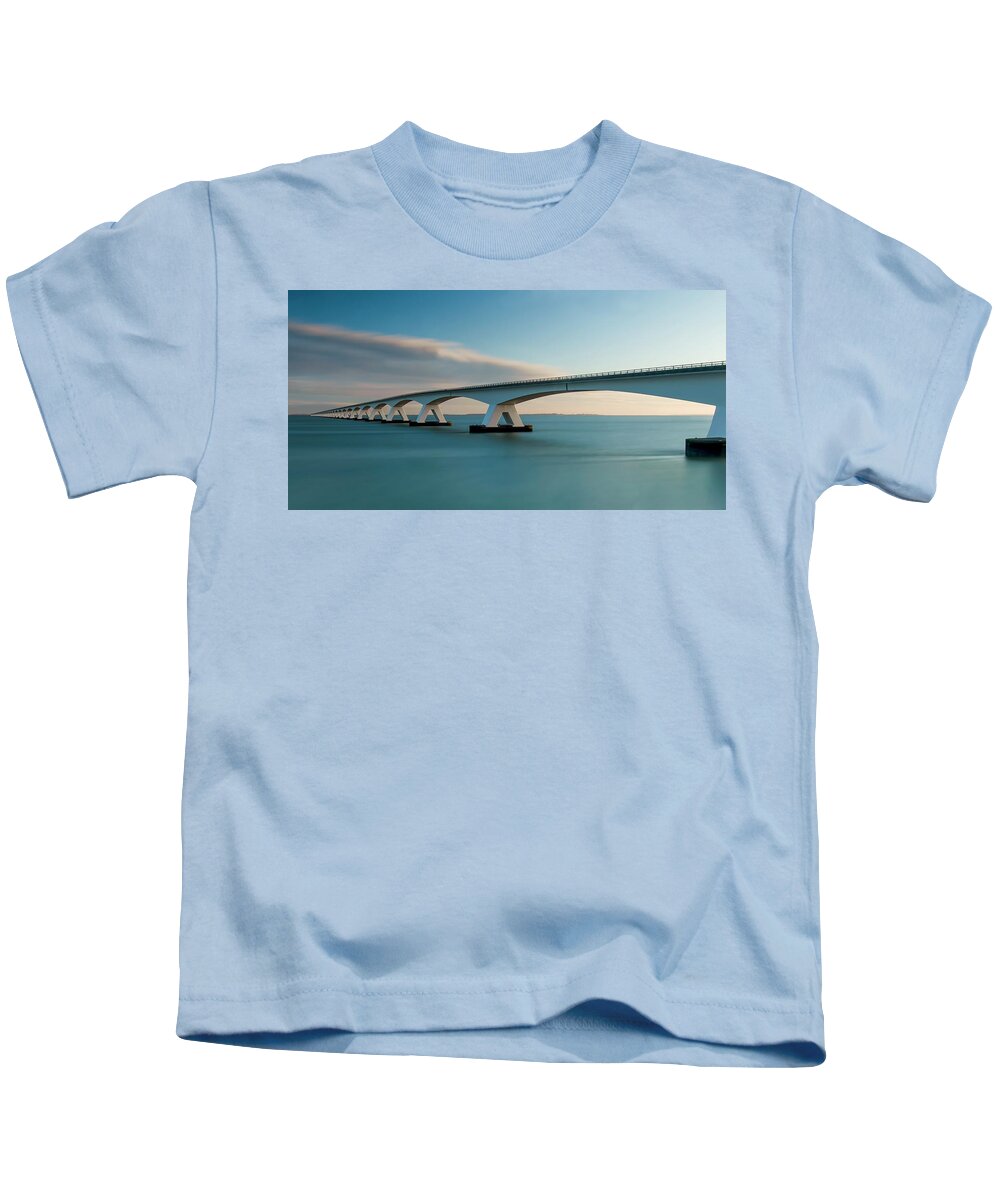 Bridge Kids T-Shirt featuring the photograph Blue Bridge by Marjolein Van Middelkoop
